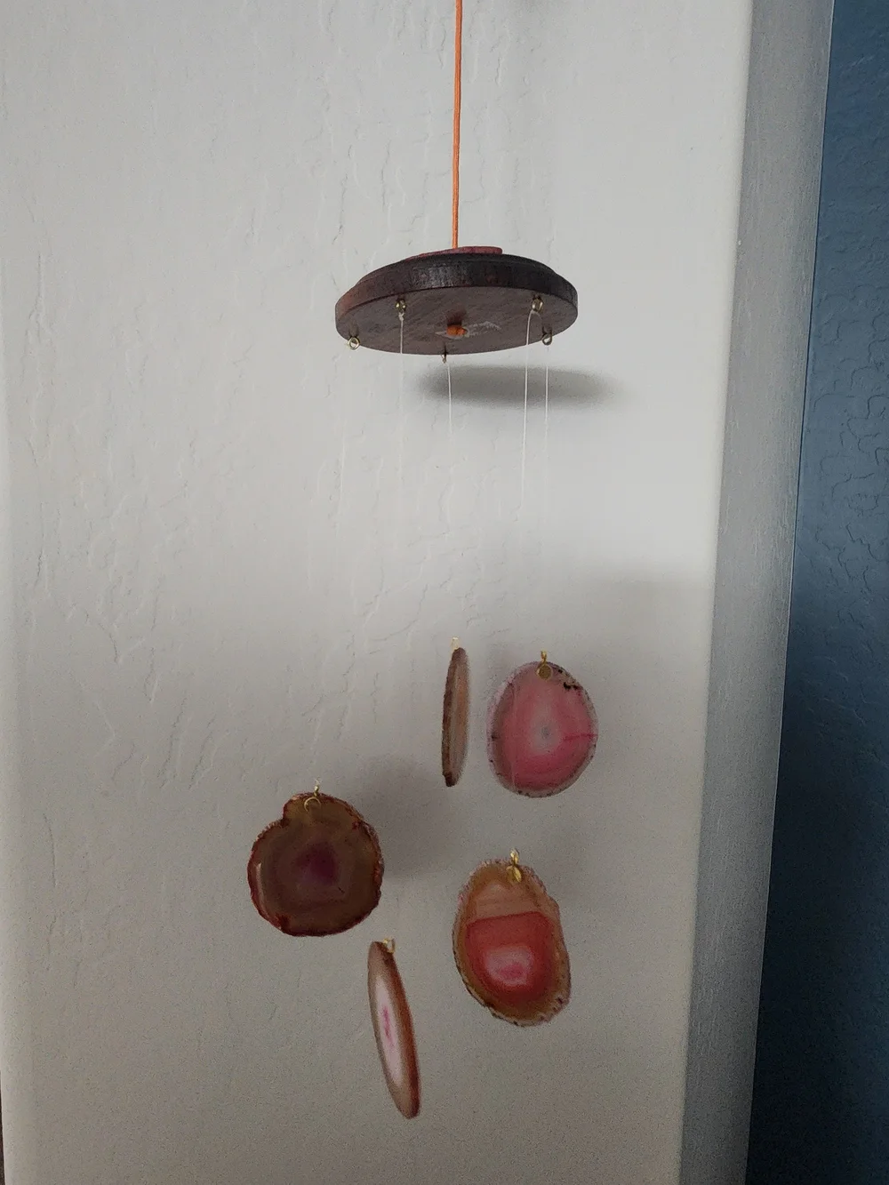 Handcrafted Pink Agate Hanging Wall Decor Mobile